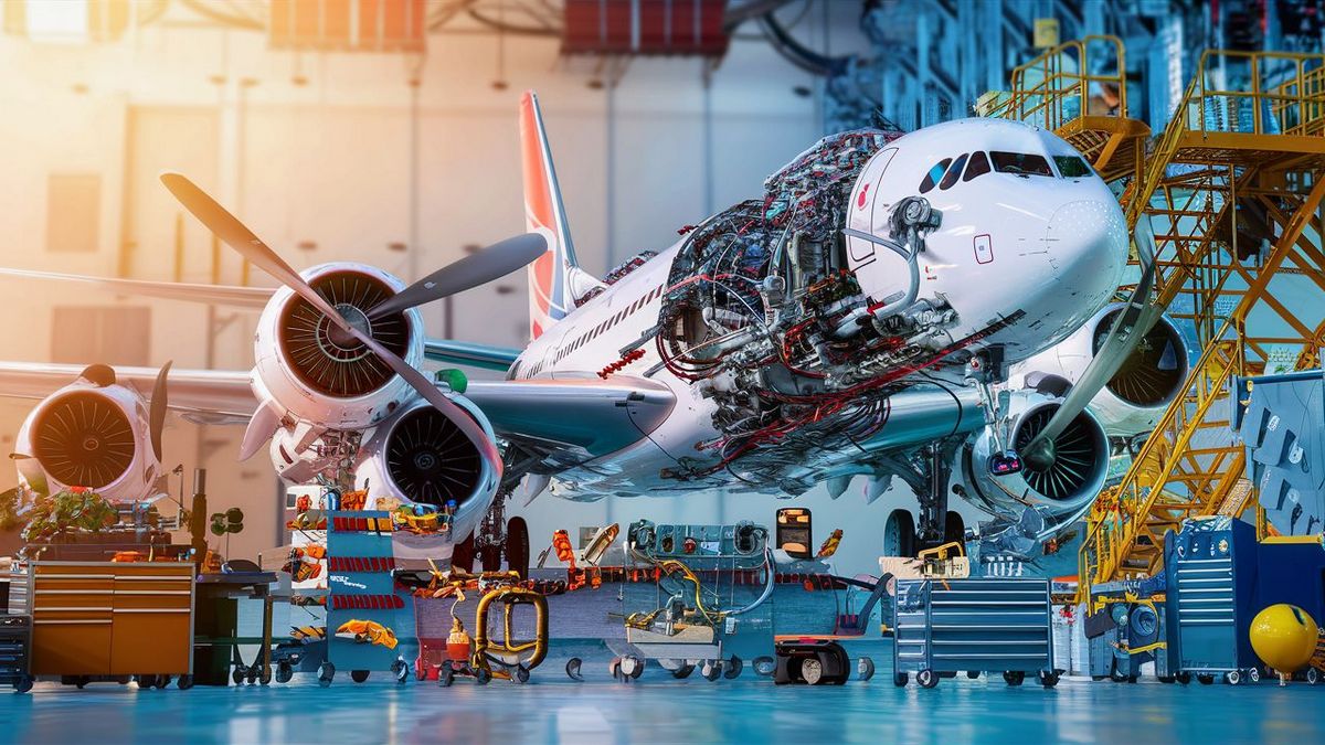 An Aircraft Factory Manufactures Airplane Engines